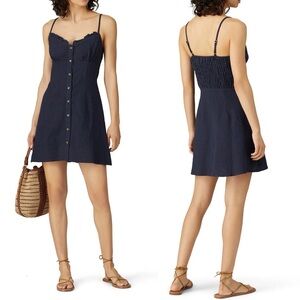 LeRumi Amalie Mini Babydoll Coquette Minimalist Cinched Textured Dress S‎